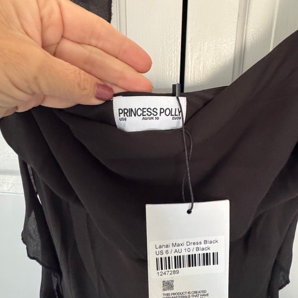 Princess Polly Elegant Black Long Sleeveless Dress size 6 NWT - Picture 3 of 5